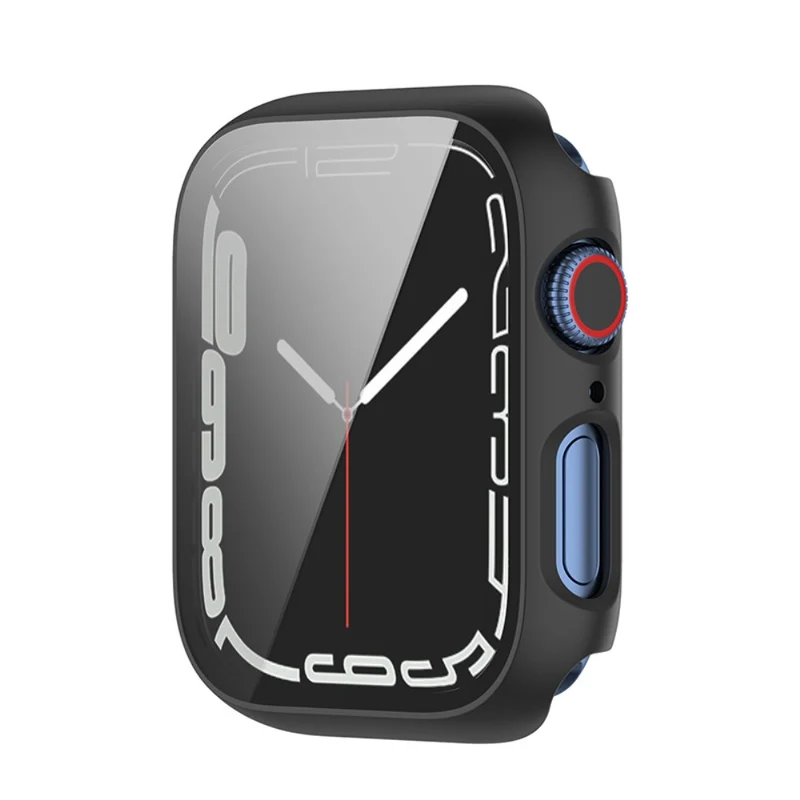 Stilvoll Apple Watch Series 7 45mm Hülle mit Displayschutz in Plastik und Gehärtetes Glas