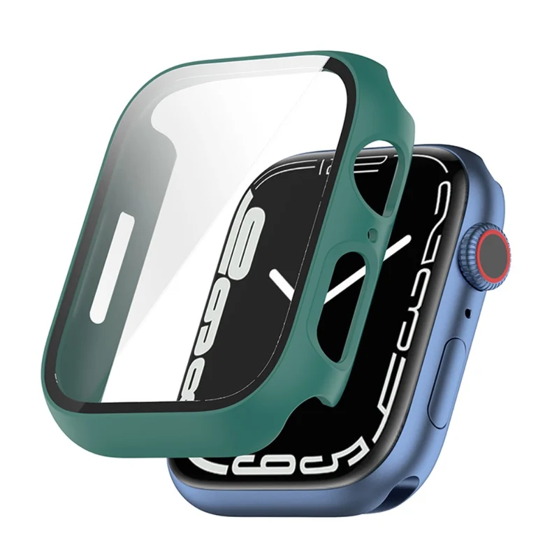 Stilvoll Apple Watch Series 7 45mm Hülle mit Displayschutz in Plastik und Gehärtetes Glas