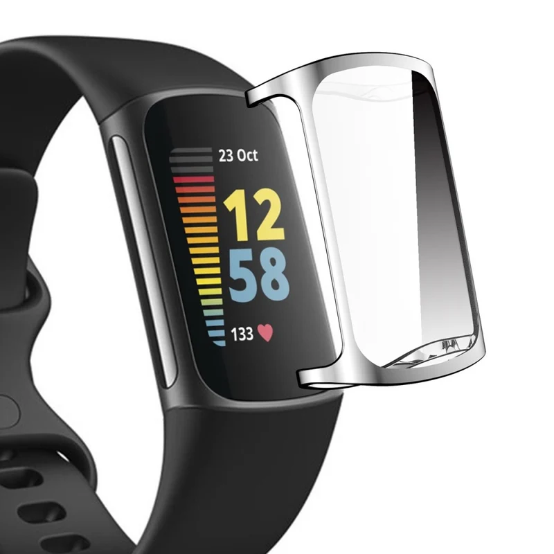 Mega Stylisch Fitbit Charge 5 Hülle mit Displayschutz in Silikon / TPU