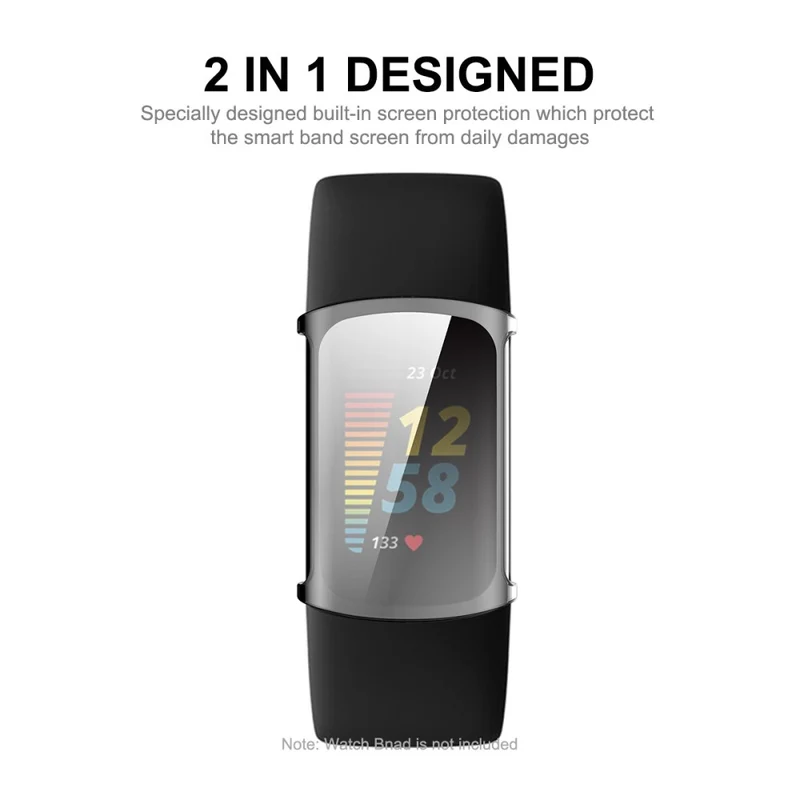 Mega Stylisch Fitbit Charge 5 Hülle mit Displayschutz in Silikon / TPU