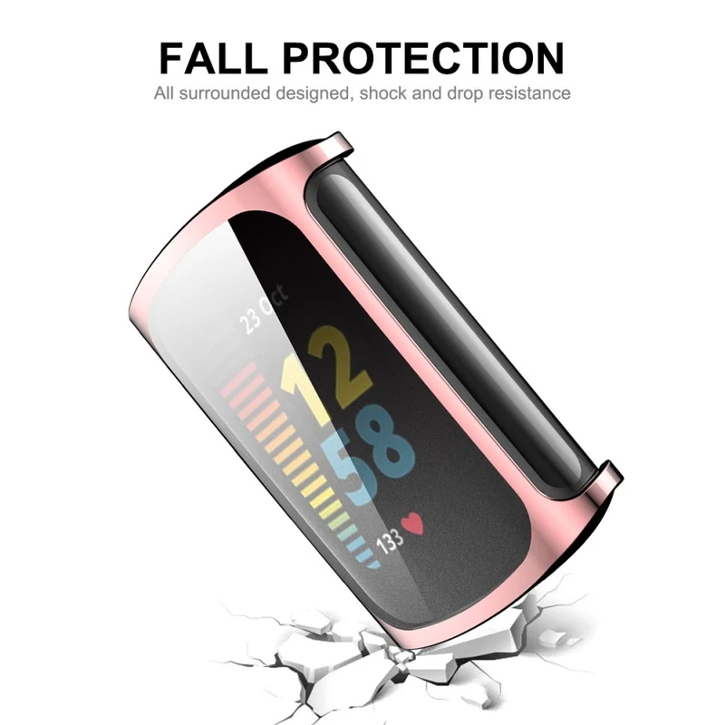 Mega Stylisch Fitbit Charge 5 Hülle mit Displayschutz in Silikon / TPU