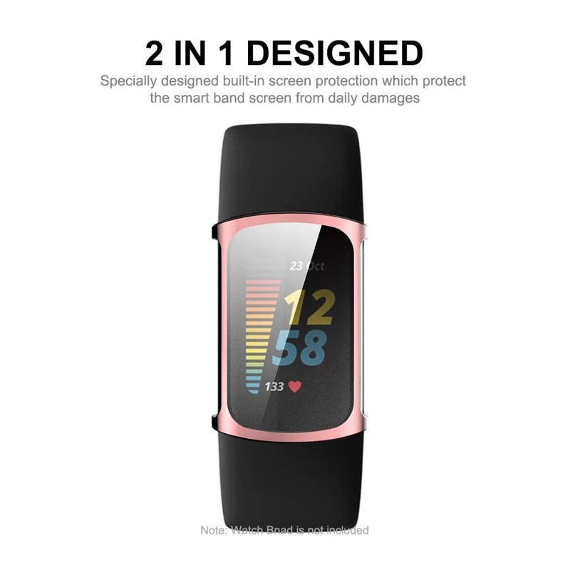 Mega Stylisch Fitbit Charge 5 Hülle mit Displayschutz in Silikon / TPU