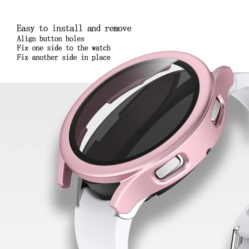 Super Stylisch Samsung Galaxy Watch 4 (40mm) Hülle mit Displayschutz in Plastik und Gehärtetes Glas