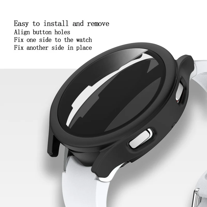 Auffallend Nett Samsung Galaxy Watch 4 (44mm) Hülle mit Displayschutz in Plastik und Gehärtetes Glas