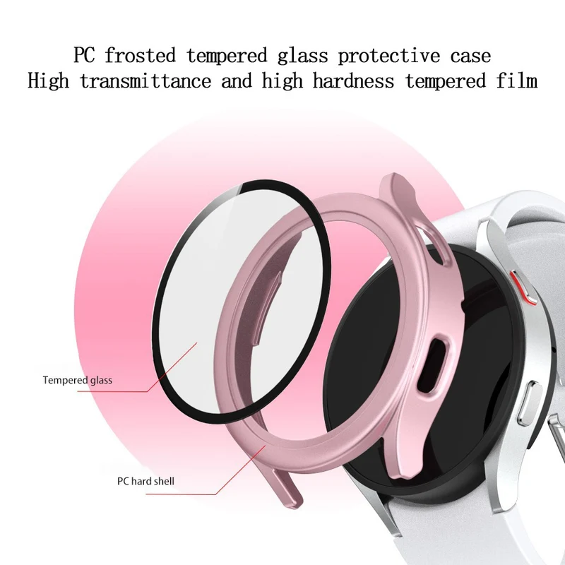 Auffallend Nett Samsung Galaxy Watch 4 (44mm) Hülle mit Displayschutz in Plastik und Gehärtetes Glas