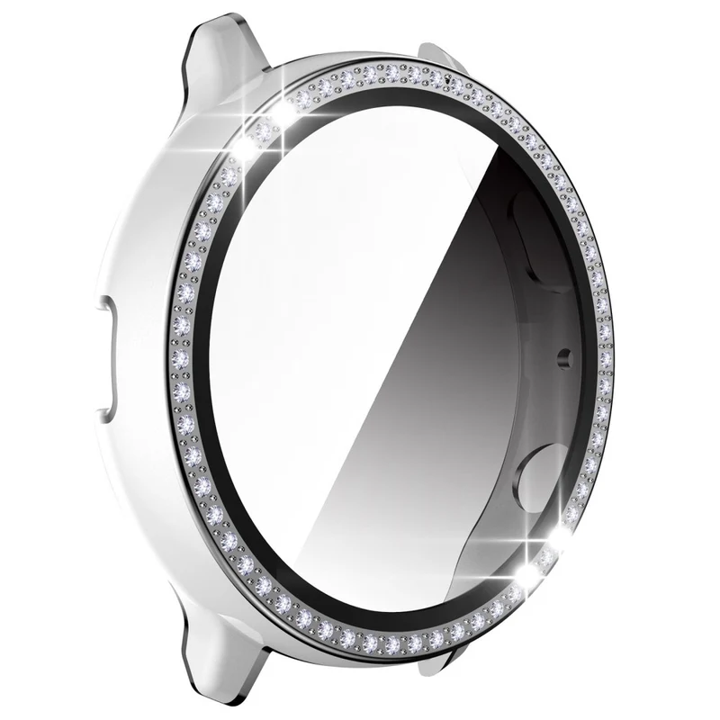 Stilvoll Samsung Galaxy Watch Active 2 - 44mm Hülle mit Displayschutz in Plastik, Strass und Gehärtetes Glas