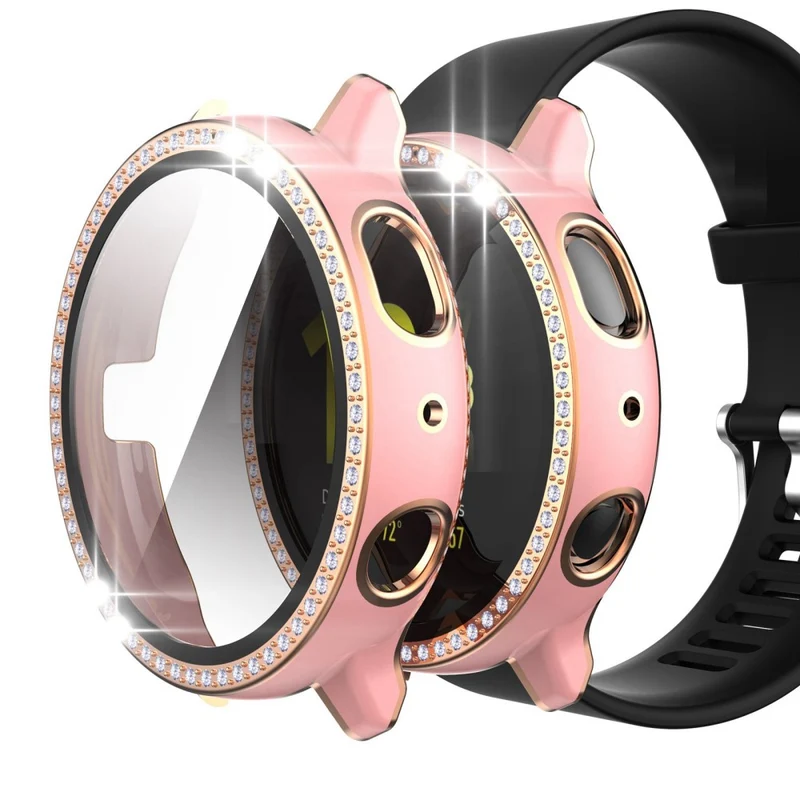 Stilvoll Samsung Galaxy Watch Active 2 - 44mm Hülle mit Displayschutz in Plastik, Strass und Gehärtetes Glas