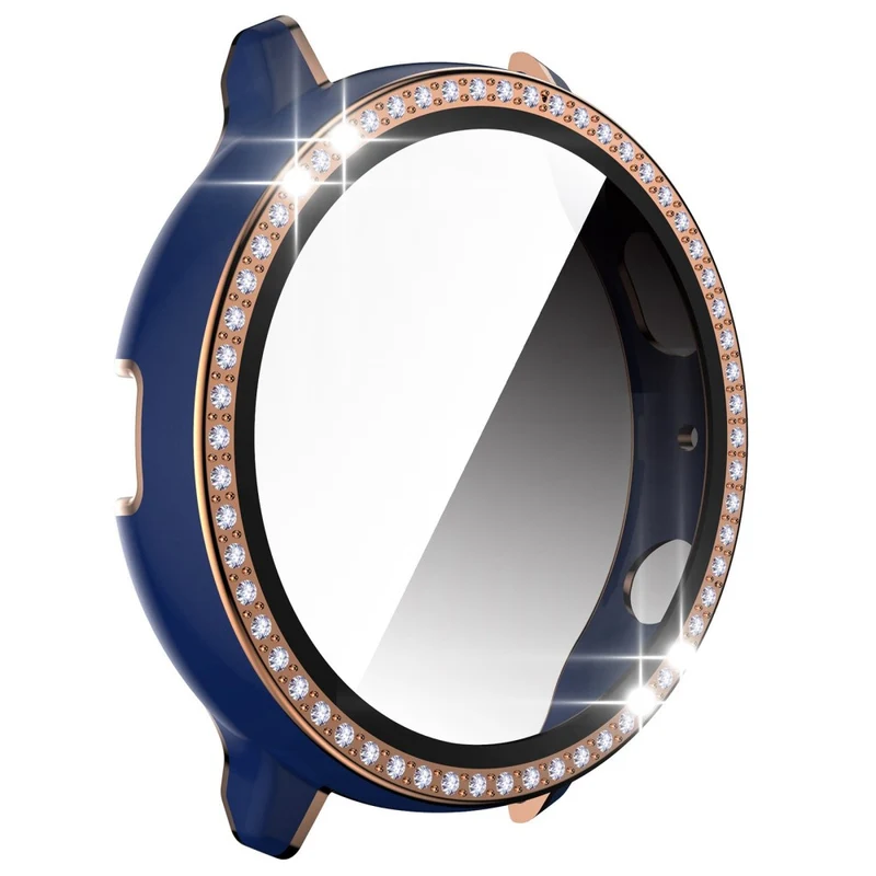 Stilvoll Samsung Galaxy Watch Active 2 - 44mm Hülle mit Displayschutz in Plastik, Strass und Gehärtetes Glas