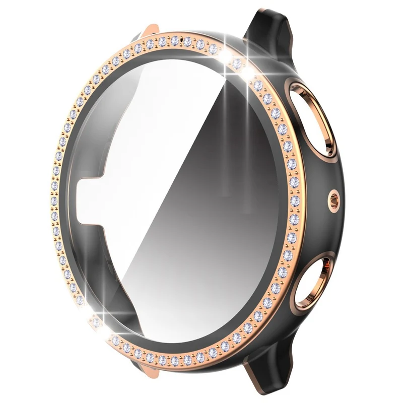 Stilvoll Samsung Galaxy Watch Active 2 - 44mm Hülle mit Displayschutz in Plastik, Strass und Gehärtetes Glas