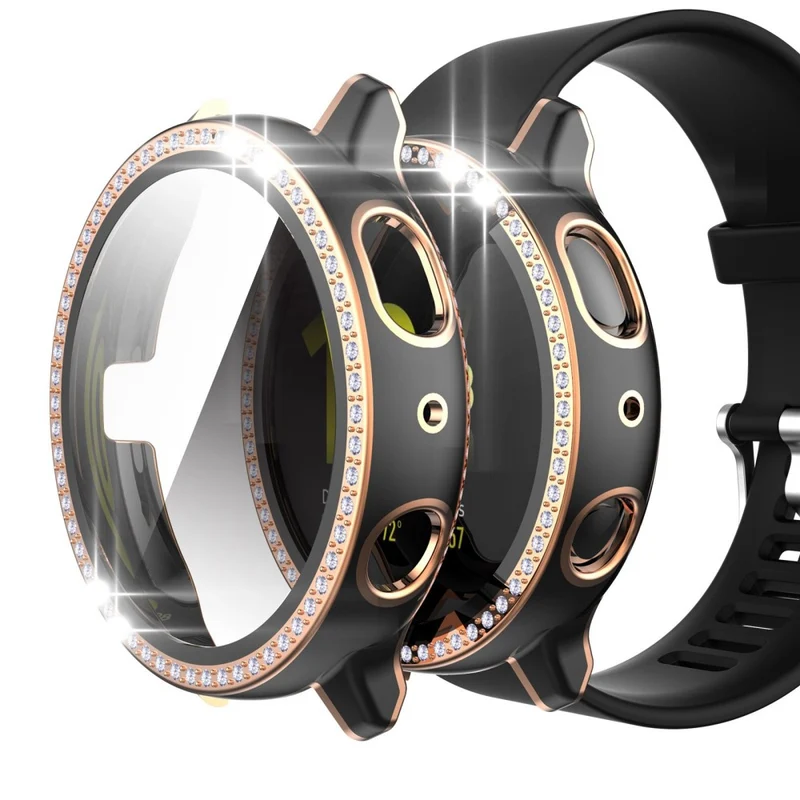 Stilvoll Samsung Galaxy Watch Active 2 - 44mm Hülle mit Displayschutz in Plastik, Strass und Gehärtetes Glas