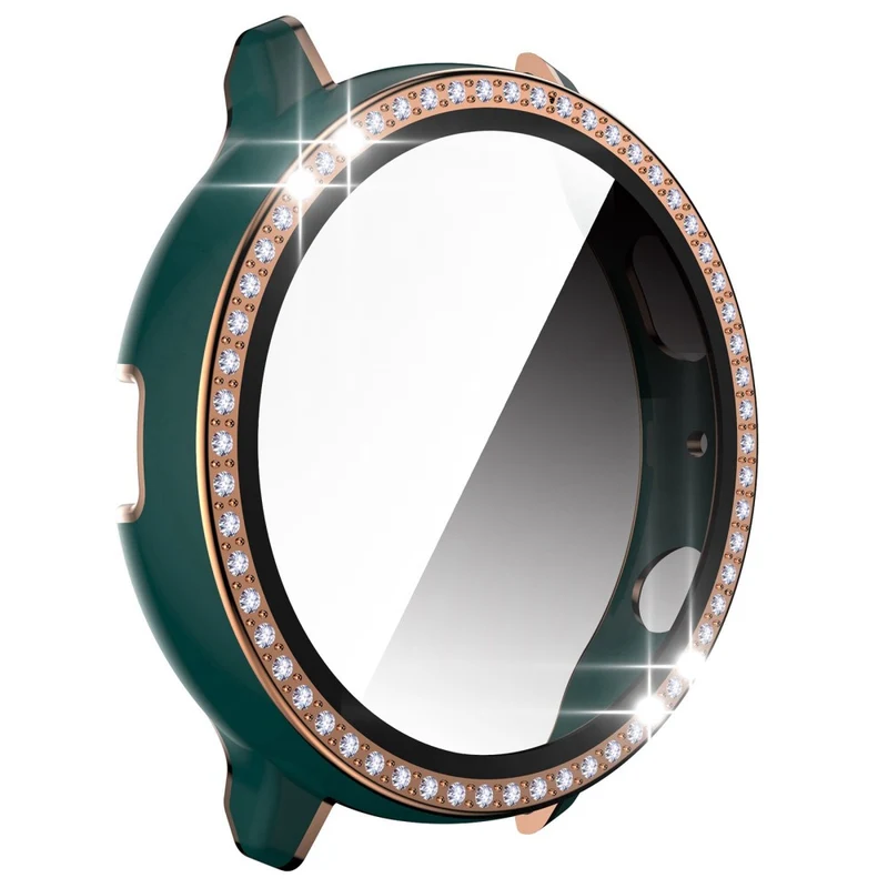 Stilvoll Samsung Galaxy Watch Active 2 - 44mm Hülle mit Displayschutz in Plastik, Strass und Gehärtetes Glas