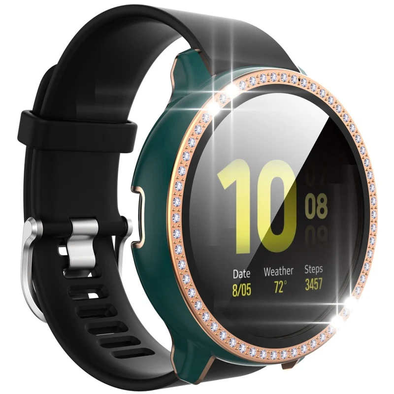 Stilvoll Samsung Galaxy Watch Active 2 - 44mm Hülle mit Displayschutz in Plastik, Strass und Gehärtetes Glas
