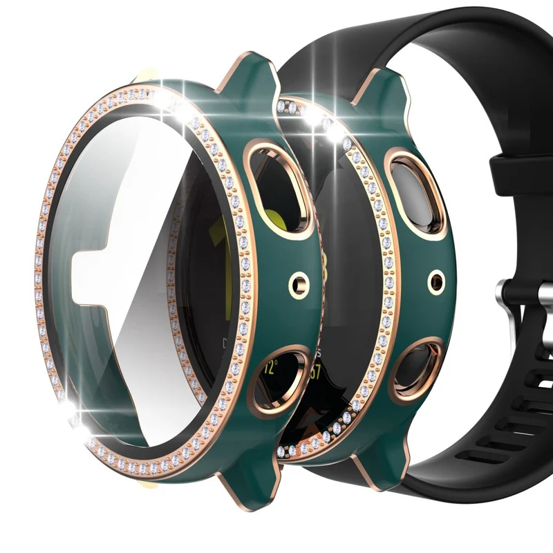 Stilvoll Samsung Galaxy Watch Active 2 - 44mm Hülle mit Displayschutz in Plastik, Strass und Gehärtetes Glas