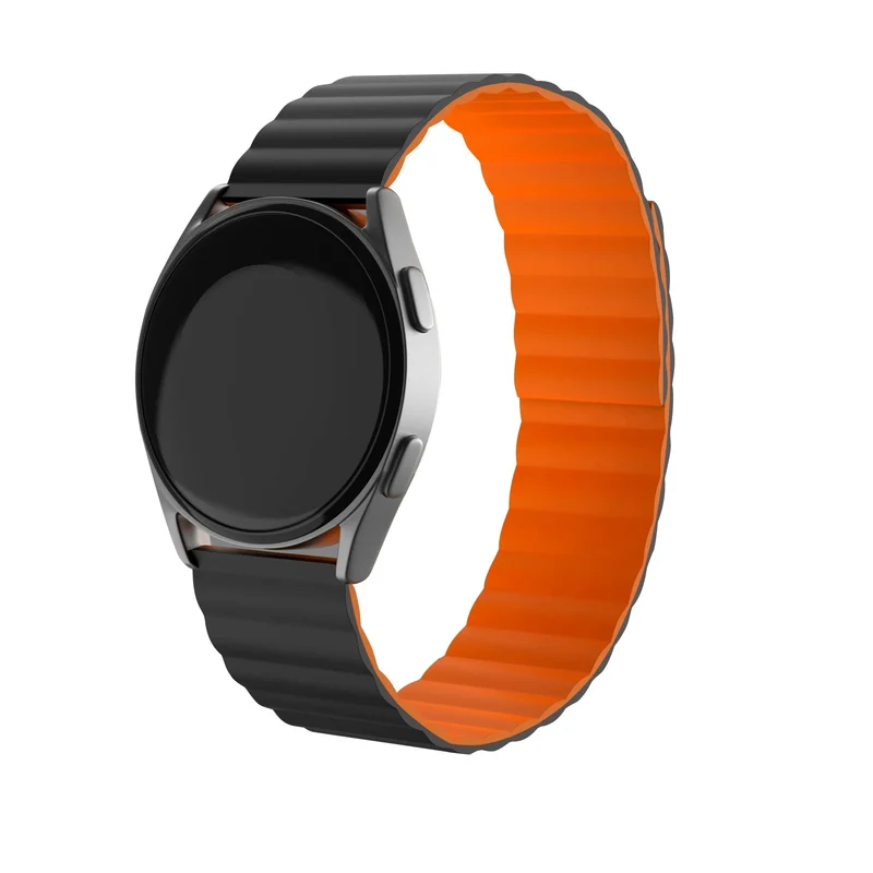 Oppo Watch S Magnetisches Silikonarmband (Schwarz/Orange)