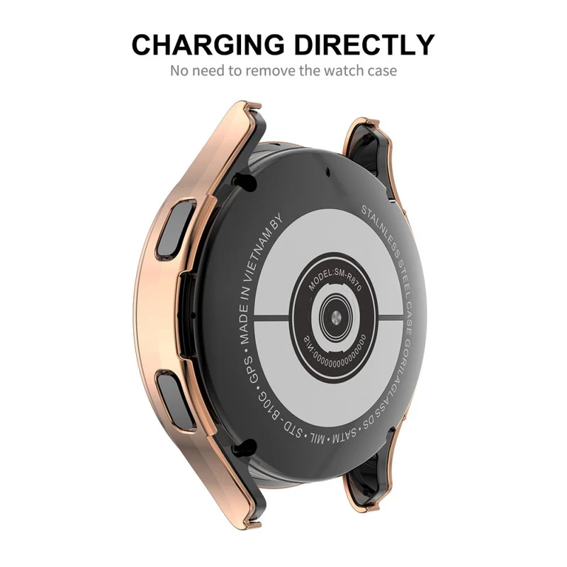 Schützend Samsung Galaxy Watch 4 (44mm) Hülle mit Displayschutz in Strass und Gehärtetes Glas