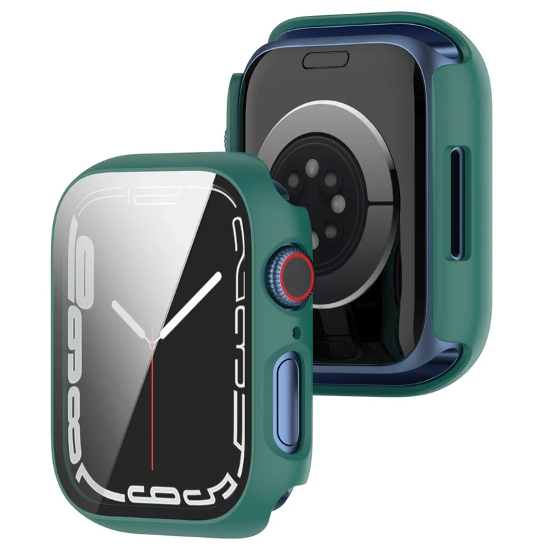 Mega Modisch Apple Watch Series 7 45mm Hülle mit Displayschutz in Plastik und Gehärtetes Glas