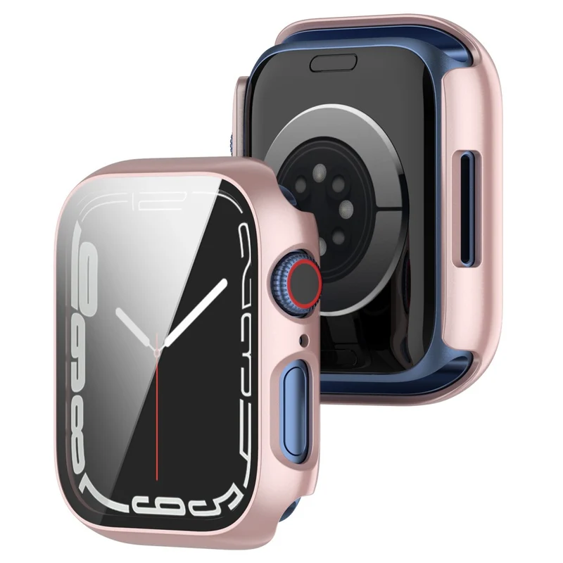 Mega Modisch Apple Watch Series 7 45mm Hülle mit Displayschutz in Plastik und Gehärtetes Glas