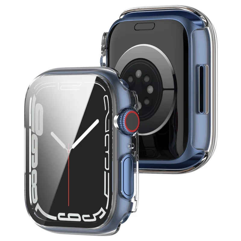 Unglaublich Schön Apple Watch Series 7 41mm Hülle mit Displayschutz in Plastik und Gehärtetes Glas