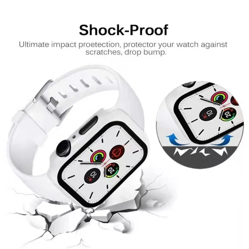Auffallend Modisch Apple Watch Series 7 45mm Hülle mit Displayschutz in Plastik und Gehärtetes Glas