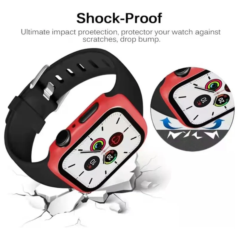 Auffallend Modisch Apple Watch Series 7 45mm Hülle mit Displayschutz in Plastik und Gehärtetes Glas