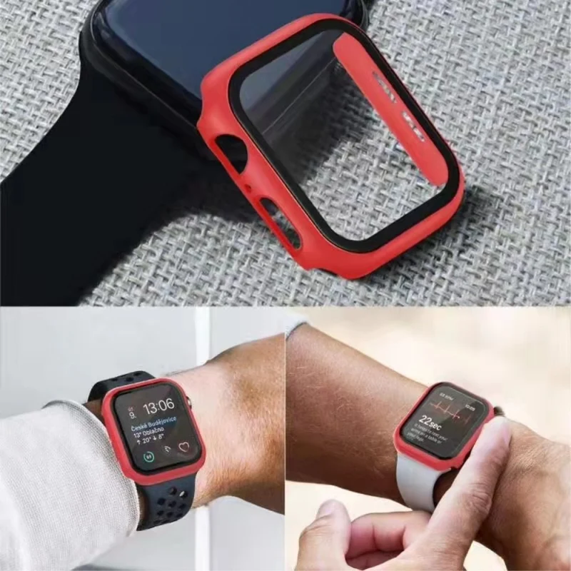 Auffallend Modisch Apple Watch Series 7 45mm Hülle mit Displayschutz in Plastik und Gehärtetes Glas