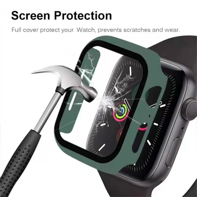 Auffallend Modisch Apple Watch Series 7 45mm Hülle mit Displayschutz in Plastik und Gehärtetes Glas
