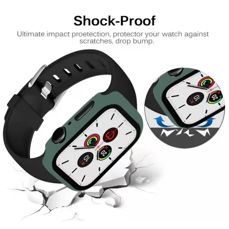 Auffallend Modisch Apple Watch Series 7 45mm Hülle mit Displayschutz in Plastik und Gehärtetes Glas