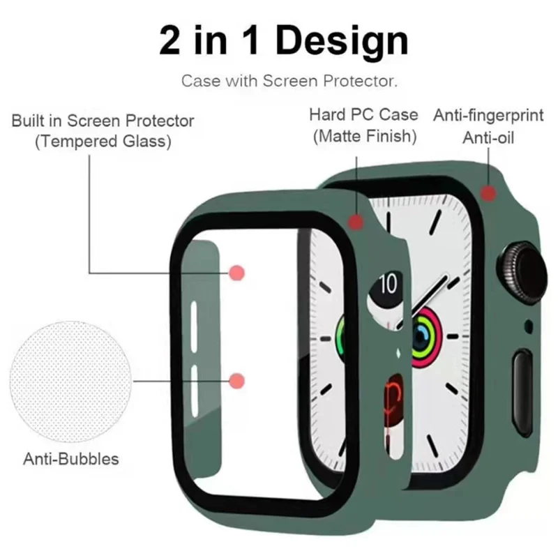 Auffallend Modisch Apple Watch Series 7 45mm Hülle mit Displayschutz in Plastik und Gehärtetes Glas