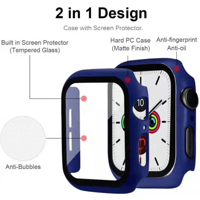 Auffallend Modisch Apple Watch Series 7 45mm Hülle mit Displayschutz in Plastik und Gehärtetes Glas
