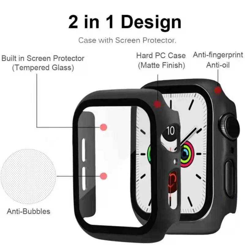 Auffallend Nett Apple Watch Series 7 41mm Hülle mit Displayschutz in Plastik und Gehärtetes Glas