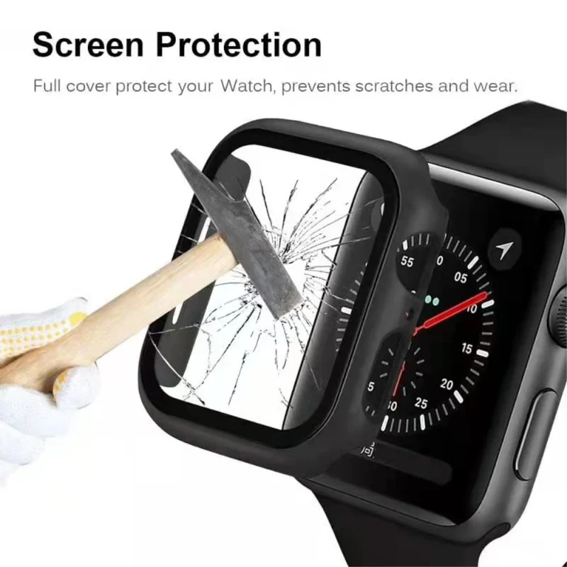 Auffallend Nett Apple Watch Series 7 41mm Hülle mit Displayschutz in Plastik und Gehärtetes Glas