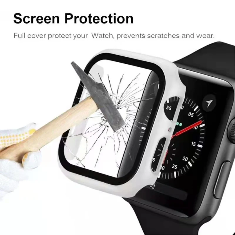 Auffallend Nett Apple Watch Series 7 41mm Hülle mit Displayschutz in Plastik und Gehärtetes Glas