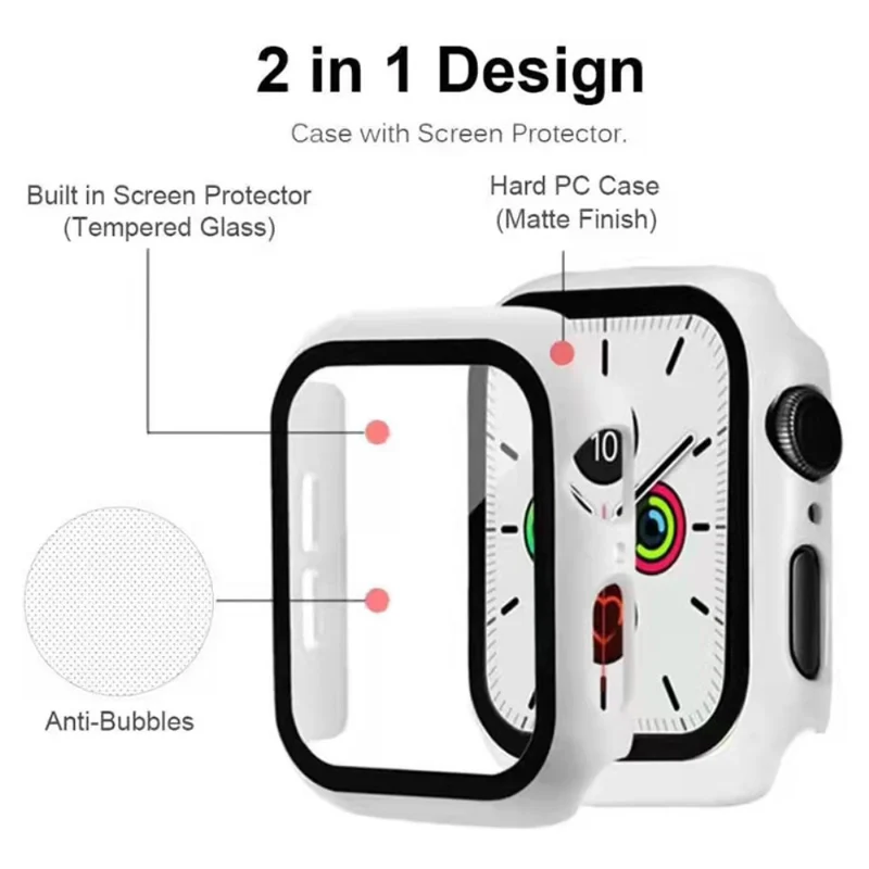 Auffallend Nett Apple Watch Series 7 41mm Hülle mit Displayschutz in Plastik und Gehärtetes Glas