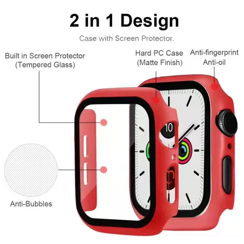 Auffallend Nett Apple Watch Series 7 41mm Hülle mit Displayschutz in Plastik und Gehärtetes Glas