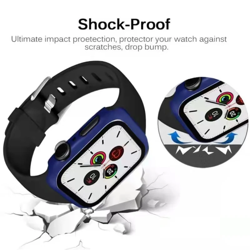 Auffallend Nett Apple Watch Series 7 41mm Hülle mit Displayschutz in Plastik und Gehärtetes Glas