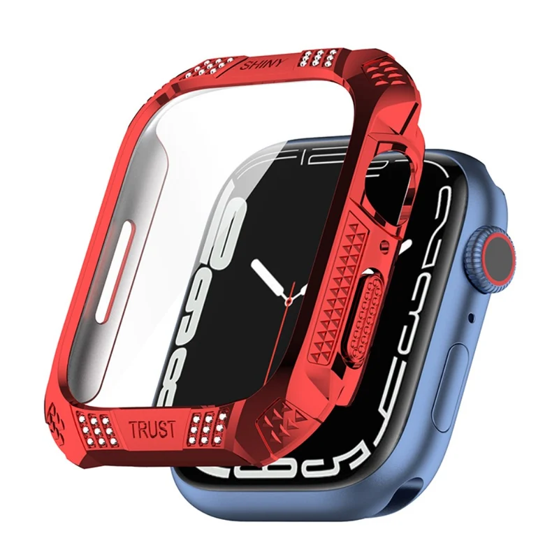 Unglaublich Schön Apple Watch Series 7 41mm Hülle mit Displayschutz in Plastik und Gehärtetes Glas
