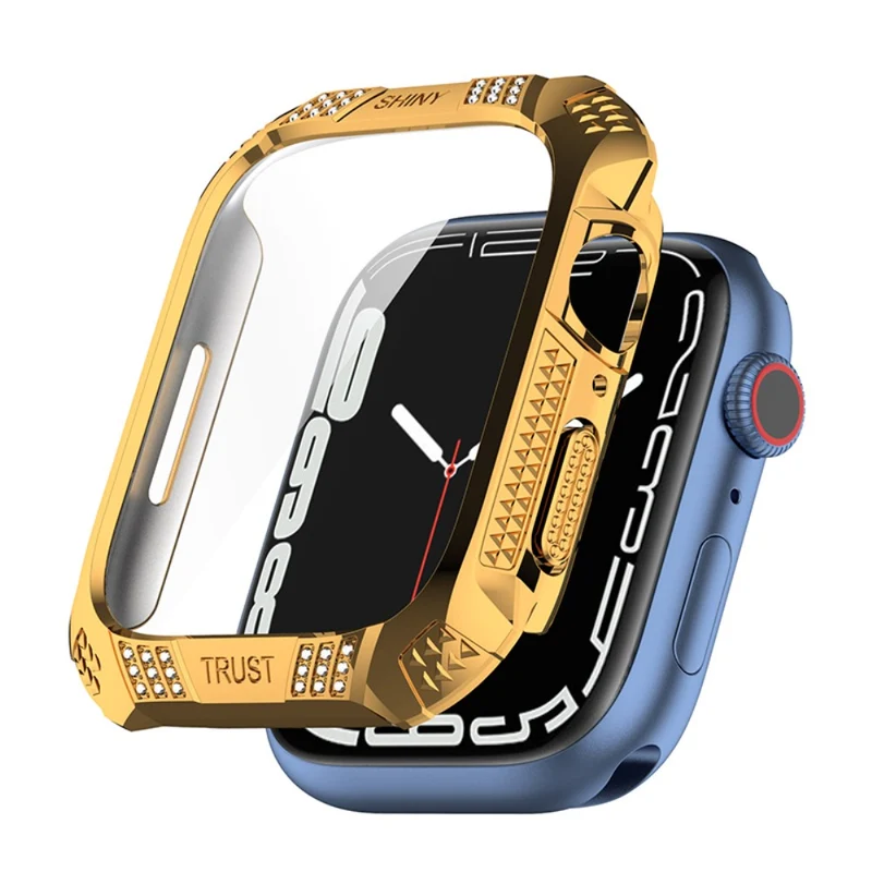 Unglaublich Schön Apple Watch Series 7 41mm Hülle mit Displayschutz in Plastik und Gehärtetes Glas