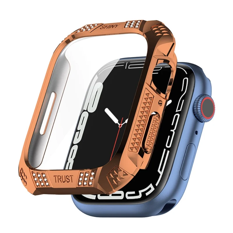 Unglaublich Schön Apple Watch Series 7 41mm Hülle mit Displayschutz in Plastik und Gehärtetes Glas