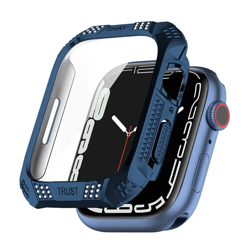 Unglaublich Schön Apple Watch Series 7 41mm Hülle mit Displayschutz in Plastik und Gehärtetes Glas