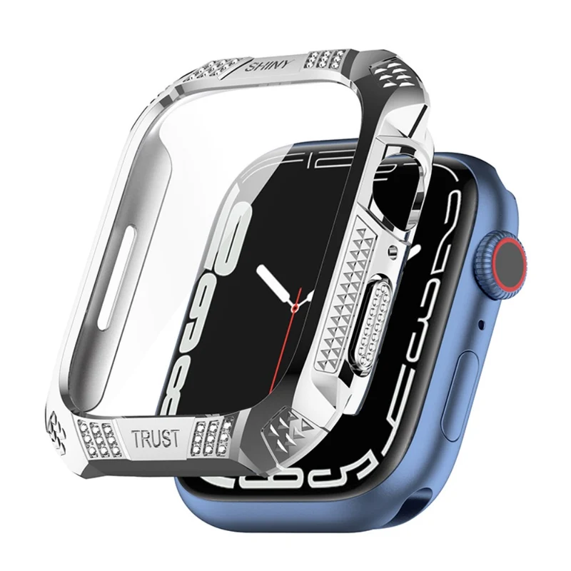 Unglaublich Schön Apple Watch Series 7 41mm Hülle mit Displayschutz in Plastik und Gehärtetes Glas