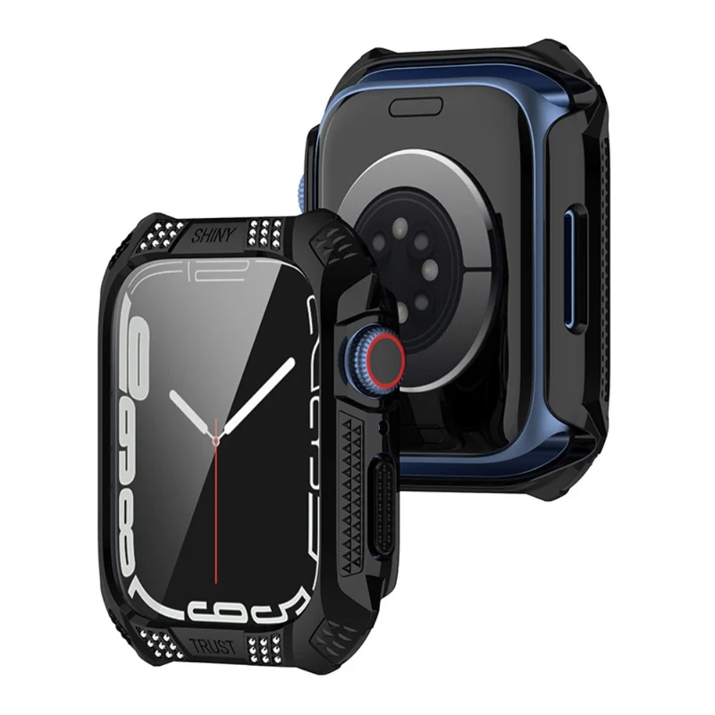Unglaublich Schön Apple Watch Series 7 41mm Hülle mit Displayschutz in Plastik und Gehärtetes Glas