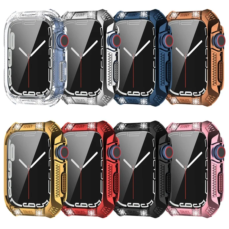 Unglaublich Schön Apple Watch Series 7 41mm Hülle mit Displayschutz in Plastik und Gehärtetes Glas