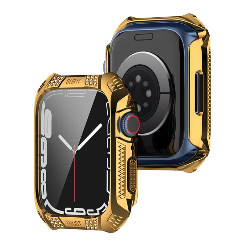 Unglaublich Schön Apple Watch Series 7 41mm Hülle mit Displayschutz in Plastik und Gehärtetes Glas