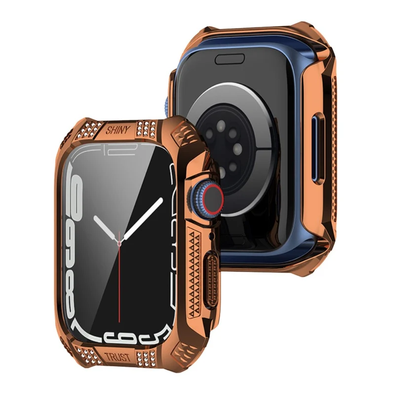 Unglaublich Schön Apple Watch Series 7 41mm Hülle mit Displayschutz in Plastik und Gehärtetes Glas