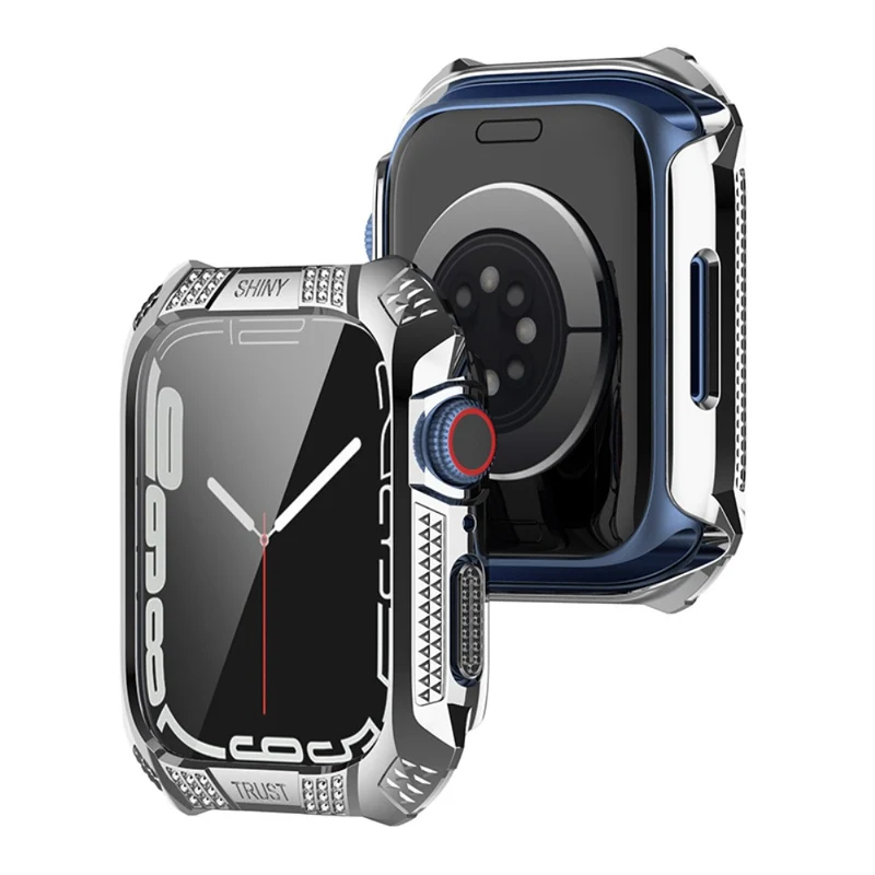 Unglaublich Schön Apple Watch Series 7 41mm Hülle mit Displayschutz in Plastik und Gehärtetes Glas