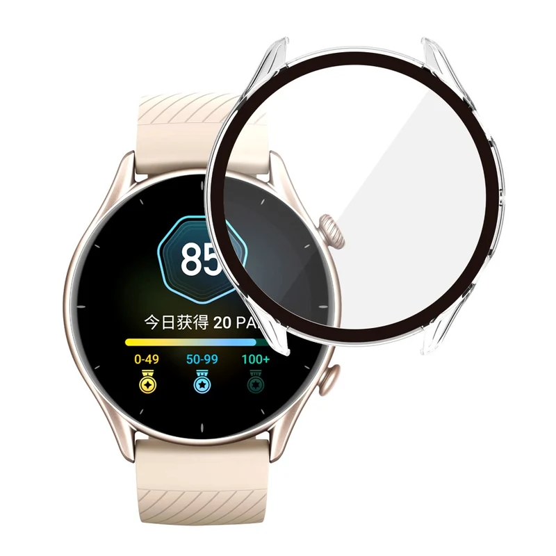 Mega Schön Amazfit GTR 3 / Amazfit GTR 3 Pro Universell Hülle mit Displayschutz in Plastik und Gehärtetes Glas