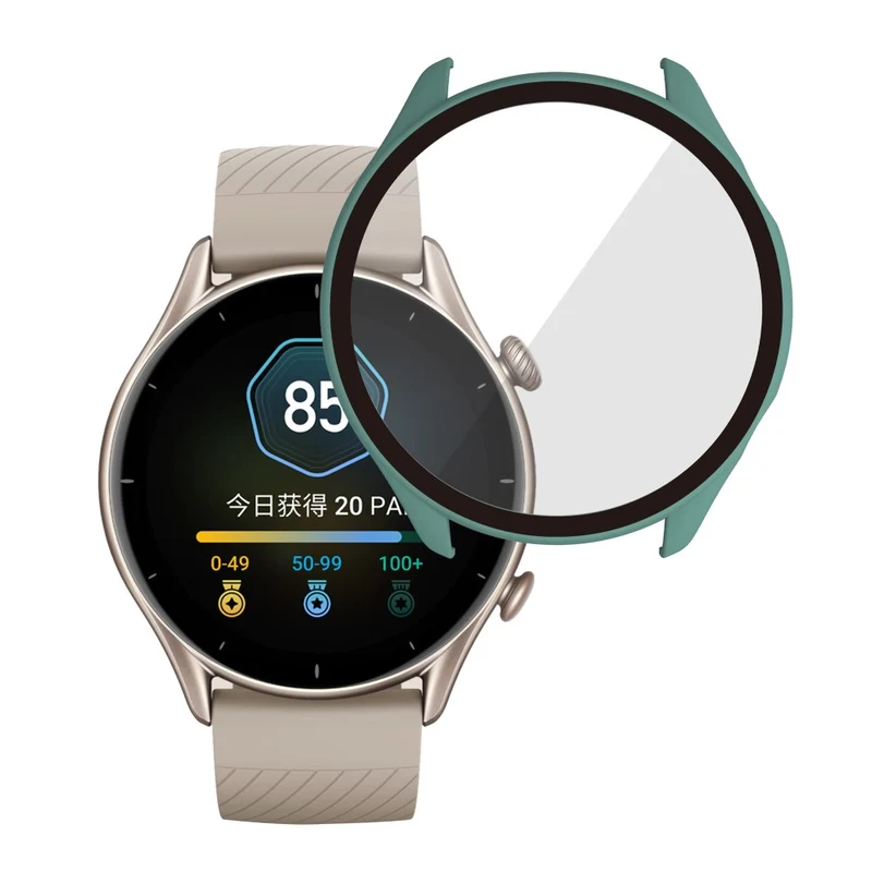 Mega Schön Amazfit GTR 3 / Amazfit GTR 3 Pro Universell Hülle mit Displayschutz in Plastik und Gehärtetes Glas