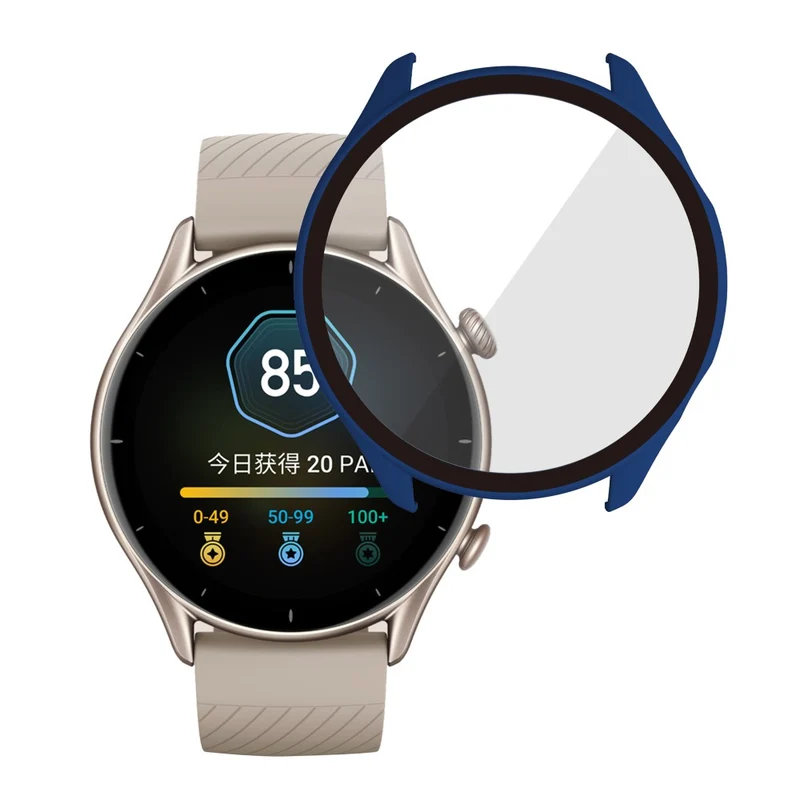Mega Schön Amazfit GTR 3 / Amazfit GTR 3 Pro Universell Hülle mit Displayschutz in Plastik und Gehärtetes Glas