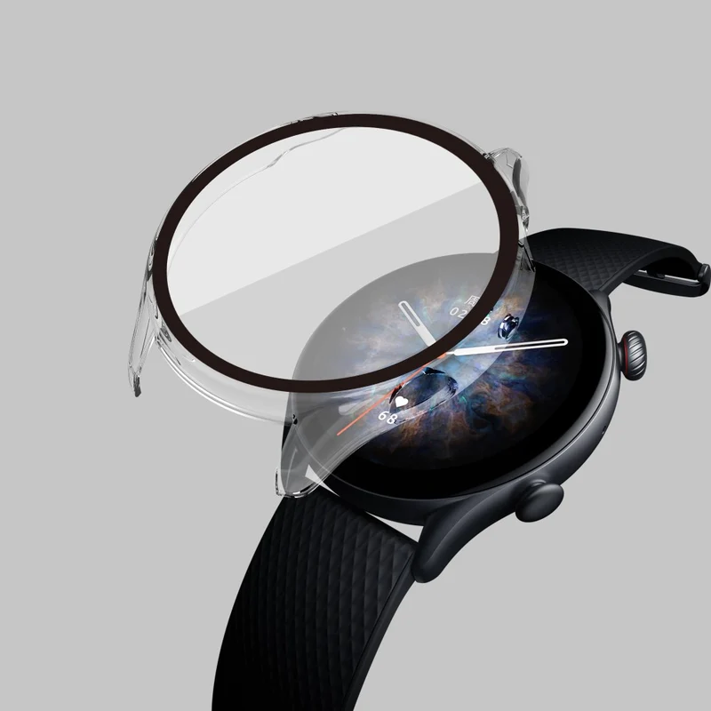 Mega Schön Amazfit GTR 3 / Amazfit GTR 3 Pro Universell Hülle mit Displayschutz in Plastik und Gehärtetes Glas
