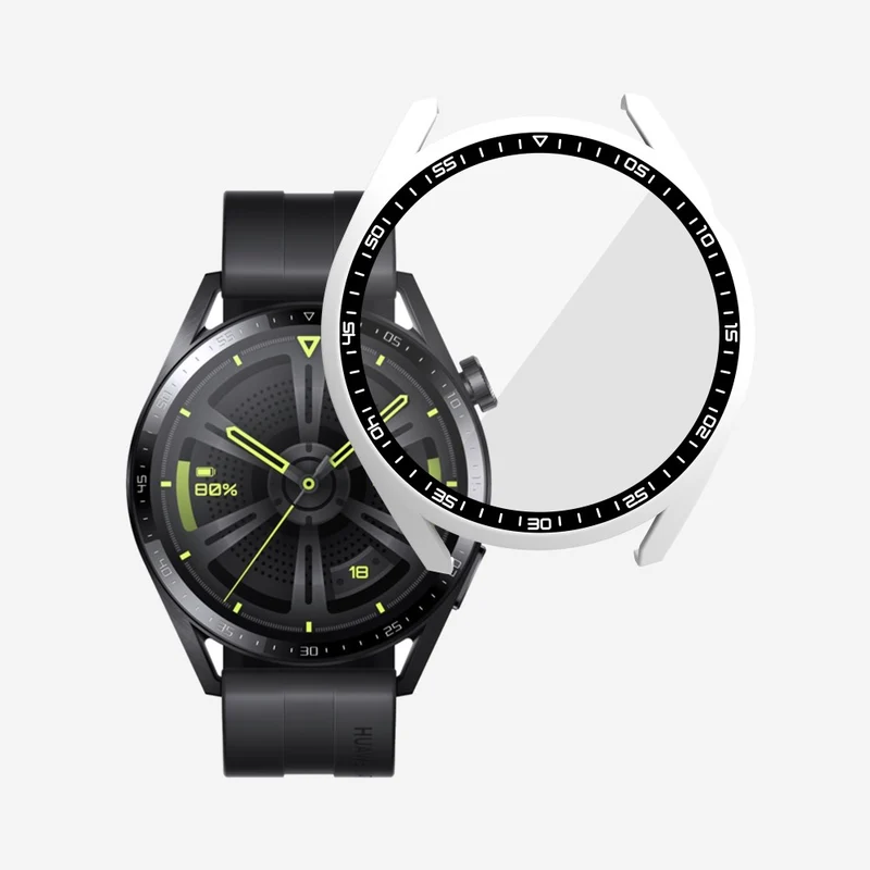Schön Huawei Watch GT 3 (46mm) Hülle mit Displayschutz in Plastik und Gehärtetes Glas